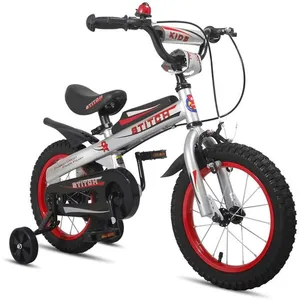 Vélo pour enfants HILAND, 14", pour enfants de 3 à 5 ans, avec garde-boue et roues auxiliaires, silver pas cher