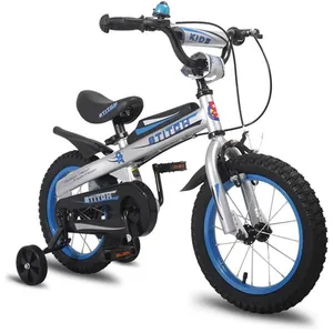 Vélo pour enfants HILAND, 14", pour enfants de 3 à 5 ans, avec garde-boue et roues auxiliaires, bleu pas cher