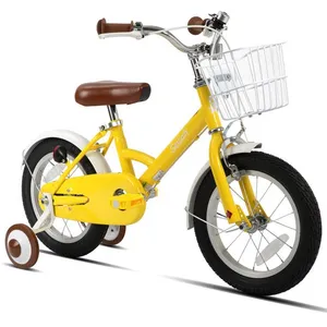 HILAND STITCH Vélo pour enfants de 12 pouces avec panier et double frein à main pour garçons et filles de 2 à 4 ans,Jaune pas cher