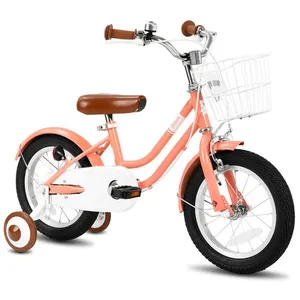 HILAND STITCH Vélo pour enfants de 16 pouces avec panier et roues auxiliaires pour garçons et filles de 4 à 7 ans,Rose pas cher