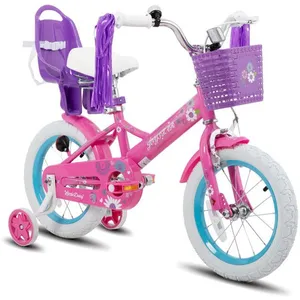 JOYSTAR Vélo pour enfants de 14 pouces pour filles et garçons de 3 à 5 ans avec d'un frein arrière par rétropédalage Rose pas cher