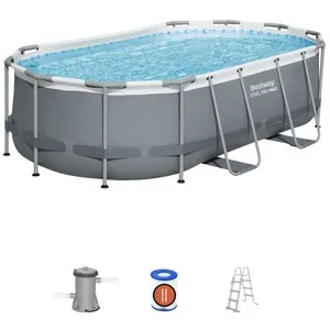 Kit Piscine hors sol tubulaire BESTWAY - Steel Pro MAX  - 427 x 250 x 100 cm - Ovale + Robot piscine QuartzVendu parcdiscount