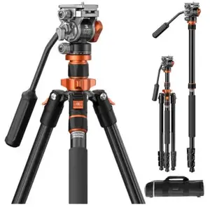 K&f Concept K234A7+FH-03 Trepied vidéo alu charge 5kg pas cher