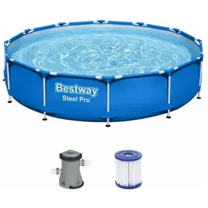 Piscine  "Steel Pro Frame Pool" Bestway avec pompe et cartouche filtrante Ø366cm