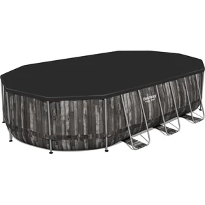 Piscine tubulaire ovale BESTWAY - 610 x 366 x 122 cm - 20 241 L - motif bois - Power Steel - 5611RVendu parbol