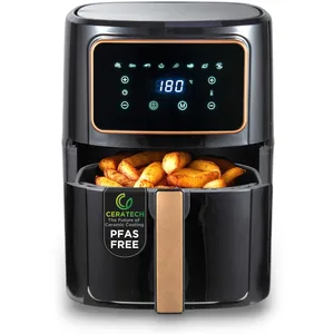 Bergner Kupferfarbene Heissluftfritteuse ohne PFAS, 8 Programme, Keramikbeschichtung, Grillrost, Friteuse, Cuivre