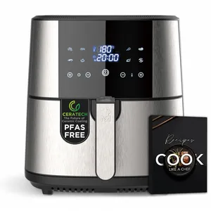 MasterPRO Rocket 600 Friteuse à air chaud 6 l sans PFAS 1 800 W 6 L avec revêtement céramique Ceratech Écran tactile LED Thermostat 80-200 °C Panier amovible Boîtier en acier inoxydable