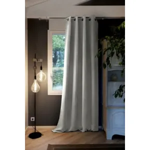 Rideau Occultant 140x280 cm Doublure polaire Polyester Gris Clair pas cher