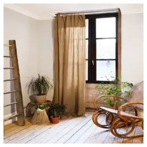 HOUSSE DE RÊVE Rideau Ajustable 140x300 cm Gaze de Coton Camel pas cher