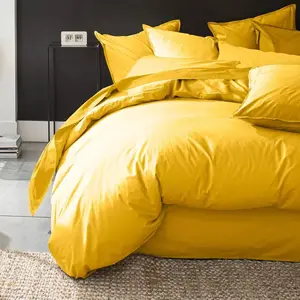 Housse de couette 220x240 cm 100% Percale de Coton Lavé 80 fils Jaune ... pas cher