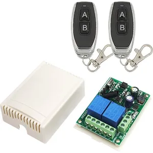 PZCC 220V AC 2 Canaux Sans fil Commutateur de Télécommande, Récepteur RF Module de Relais 433 mhz avec émetteur Marche/Arrêt pas cher
