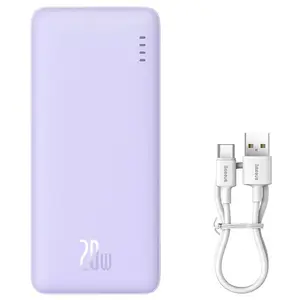 Batterie Externe USB, Type-C, Micro-USB, 20W, 10000mAh + Câble Type-C - Baseus Airpow (P10022801513-00) - Nebula Purple pas cher