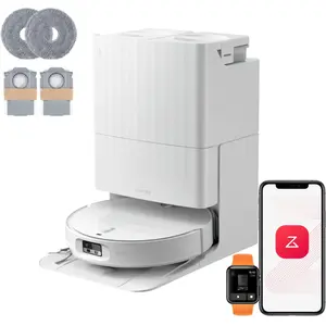 Roborock Qrevo Edge 2 Set-robotstofzuiger-25.000 Pa-7,98 cm ultraslank-12 mm dweilheffing-80°C warmwatermopwas& zelfreinigend station-FlexiArm-RetractSense navigatie-dubbel anti-klitssysteem-reactieve AI & Roborock app-bediening