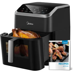 Midea Friteuse à Air 7L avec Technologie HeatXpress, 90% Moins d’Huile, Économie d’Énergie et de Temps avec 7 Programmes Prédéfinis, Fenêtre de Visualisation Éclairée, Antiadhésif, Noir pas cher