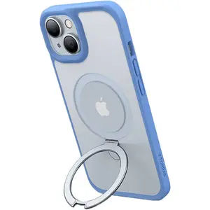 Torras geschikt voor iPhone 15 Magsafe hoesje met Kickstand standaard - Doorzichtig Blauw pas cher