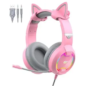 GAMENOTE H2233d Casque gaming fille rose avec oreilles de chat éclaira... pas cher