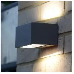COREP LUTEC Gemini - Wandlamp voor buiten - Up & Down lichtbundel - Aluminium - 10.5W - 700 Lumen - 3000K warm wit licht - Donkergrijs pas cher