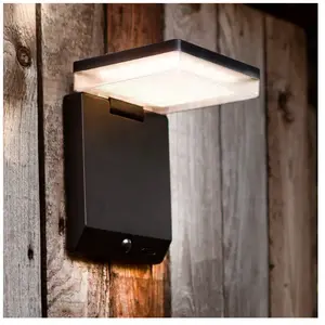 LUTEC Moze - LED solar wandlamp voor buiten - AWARD WINNING DESIGN - PIR bewegingssensor - Dag/nacht sensor - Premium aluminium - 1000Lm krachtig licht - 4000K helder wit licht - IP44 weerbestendig - Mat zwartVendu parbol