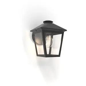 LUTEC Zago Wandlamp voor buiten - Helder glas - E27 - Matzwart