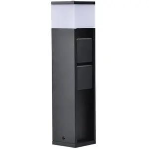 LUTEC MAINS - LED lamp op sokkel voor buiten met 2 stopcontacten met z...
