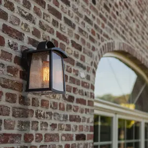 LUTEC Kelsey - Medium wandlamp voor buiten E27 fitting - Zwart pas cher