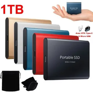 WOSHITE Disque Dur SSD Externe Portable 1TB 1To OTG Type-C USB Mini Taille Bleu avec Pochette Sac de Stockage en TissuVendu parcdiscount