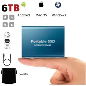 WOSHITE Disque SSD Mini Disque Dur Externe Portable 6TB 6To Bleu Type-...Vendu parcdiscount