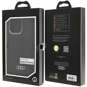 Audi - synthetisch - lederen tas met MagSafe voor iPhone - 14 - Pro - Max - zwart pas cher