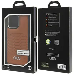 Bescherming Audi Synthetic Leather MagSafe iPhone 15 Pro Max 6.7" brown hardcase pas cher