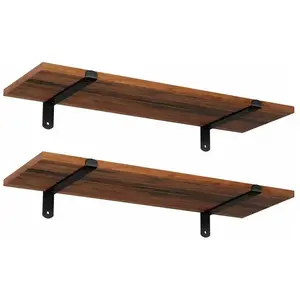 Comparateur de prix : Vintage zwevende planken set van 2 met decoratieve houtlook