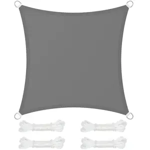 SONGMICS zonnescherm, waterdicht tot ten minste 1.000 mm waterkolom, 93% UV-bescherming, zonwering van scheurbestendig polyester, weerbestendig, tuin, balkon, terras, camping, 3 x 3 m, rookgrijs. pas cher