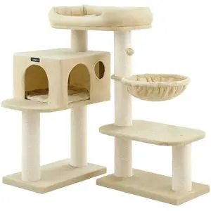 FEANDREA Arbre à chat stable, Beige PCT01M pas cher