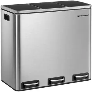 SONGMICS Poubelle de tri 3 x 18L, Poubelle à Pédale, 3 Compartiments, ... pas cher