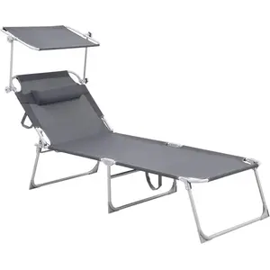 SONGMICS Bain De Soleil Inclinable, Chaise Longue, Transat Pliable et ... pas cher