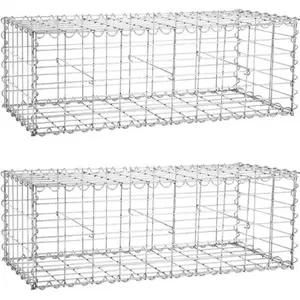 Comparateur de prix : 2 x Gabions de pierre métallique 100 x 30 x 30 cm galvanisé Banc de ja...