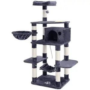 FEANDREA Arbre à Chat Stable Tour de Jeux 164 cm Gris AnthraciteVendu parsongmics