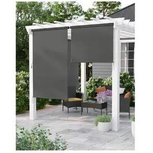 SONGMICS Paravent extérieur 1.4 x 2.5m Store Vertical pour Balcon Terrasse avec Coffre Paravent retractable - Gris foncé GSA145GY pas cher