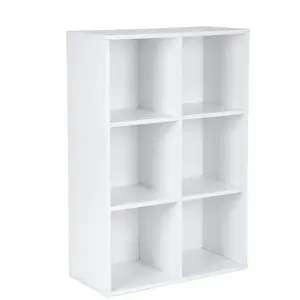 VASAGLE Bibliothèque, Étagère à 6 Compartiments, Meuble de Rangement Livres, Cloison Séparateur, Présentoir, pour Salon, Chambre, Bureau, 30 x 65,5 x 97,5 cm, Blanc LBC203D pas cher