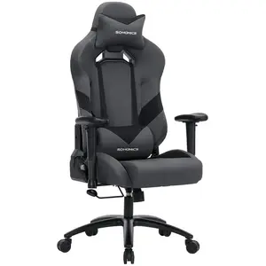 SONGMICS Chaise Gaming Gris Noir pas cher