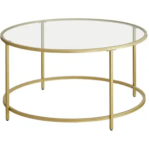 VASAGLE Table basse verre doré LGT21G pas cher