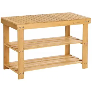 Étagère à chaussures - SONGMICS - 2 niveaux - Bambou naturel - Meuble rangementVendu parcdiscount