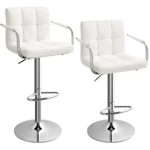 SONGMICS 2 Tabouret de bar rotatif réglable en hauteur, Blanc LJB93W pas cher