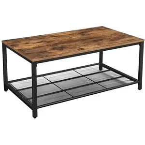 Vasagle Banc À Chaussures À 2 Niveaux En Maille, Style Industriel, Marron Rustique Et Noir pas cher