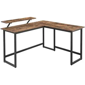 VASAGLE Bureau avec rehausseur d'écran, Marron Rustique LWD56X pas cher