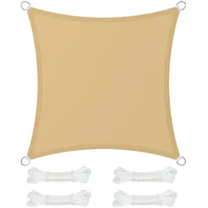 Songmics zonnescherm, waterdicht tot ten minste 1.000 mm waterkolom, 93% UV-bescherming, zonwering van scheurbestendig polyester, weerbestendig, tuin, balkon, terras, camping, 3 x 3 m, zandgeel pas cher
