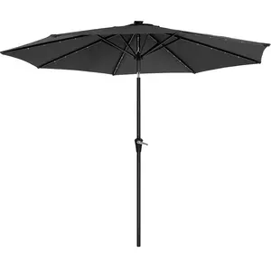 SONGMICS Parasol de jardin Ø3 m avec LED, Gris GPU33GY pas cher