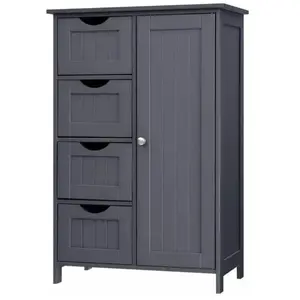 Vasagle Meuble de Salle de Bain sur Pied,, Gris / 4 Tiroirs (30P x 55L x 82H cm) LHC41GY pas cher