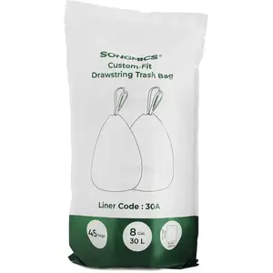 Songmics - Sacs poubelle avec poignées, volume 30L, sur mesure, Sacs à ordures pour double poubelle 60L, code du sac 30A, 2 rouleaux, 90 sacs, pas cher