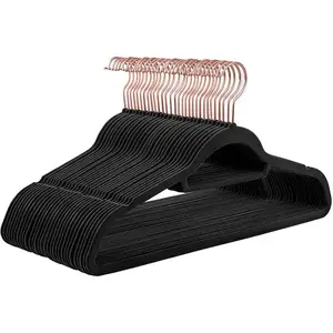 SONGMICS Cintres en velours antidérapant, Noir + Rose Gold / 30 CRF21BK30 pas cher