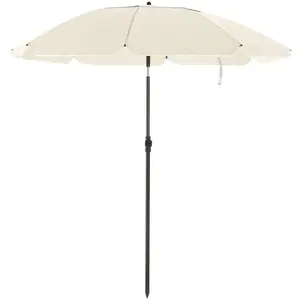 SONGMICS Achthoekige tuinparasol, diameter 200 cm, polyester doek met glasvezel baleinen, knikfunctie, met draagtas, geschikt voor tuin, balkon, zwembad - beige pas cher